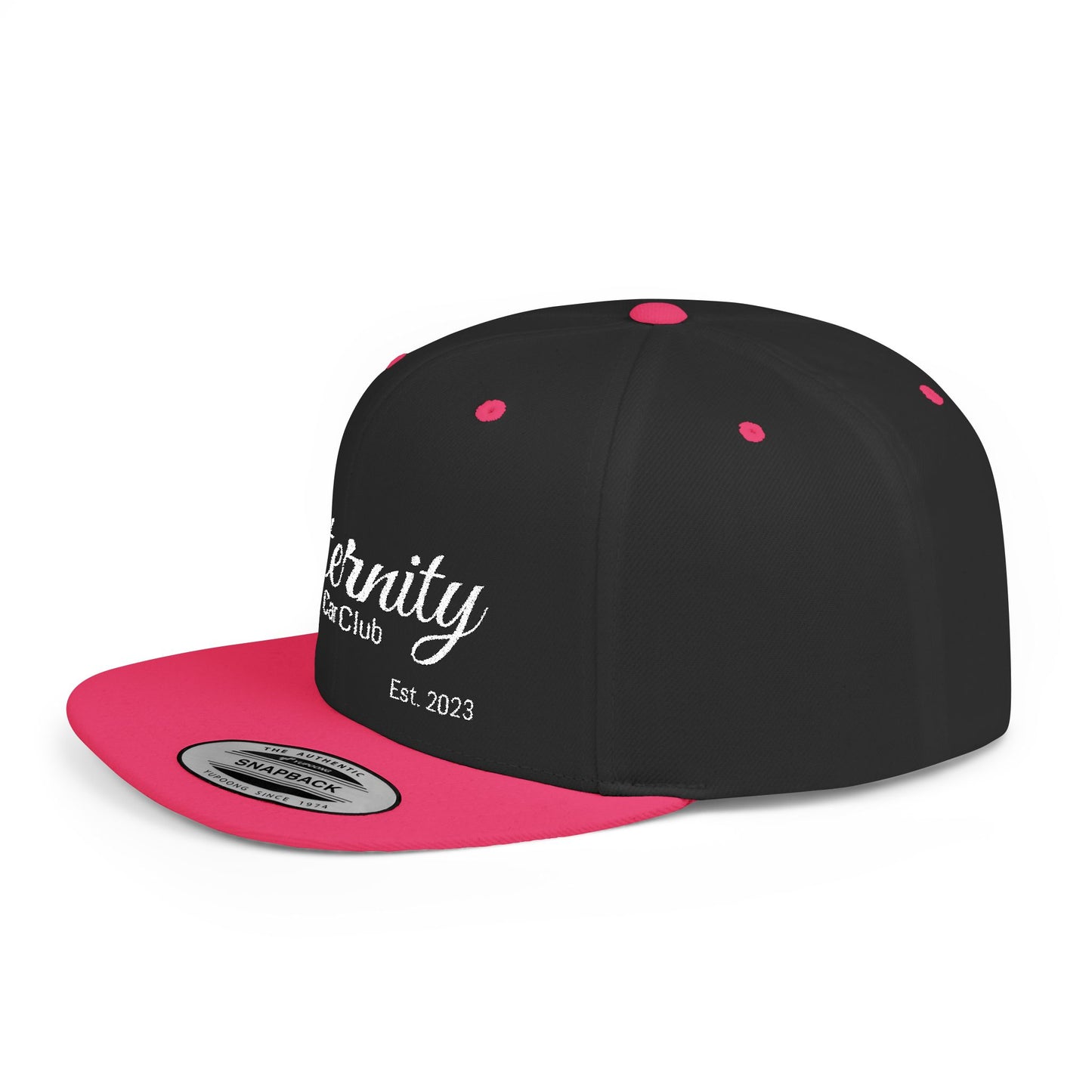 Embroidered Eternity Car Club Flat Bill Snapback Hat