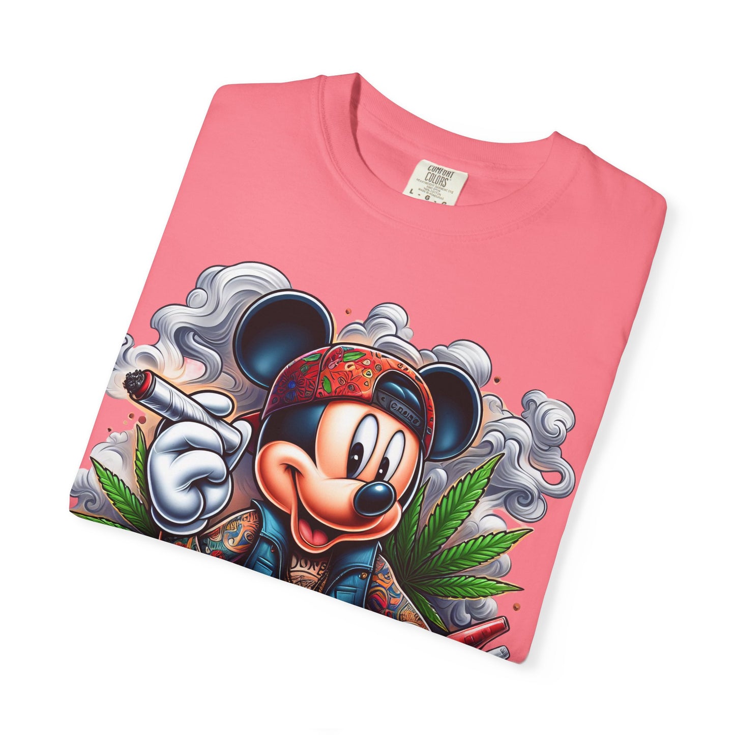 Dope Mickey Mouse Unisex Garment-Dyed T-shirt, Streetwear Tee, Gift for Disney Lovers, Funky Graphic Tee, Casual Wear, 420, Cannabis