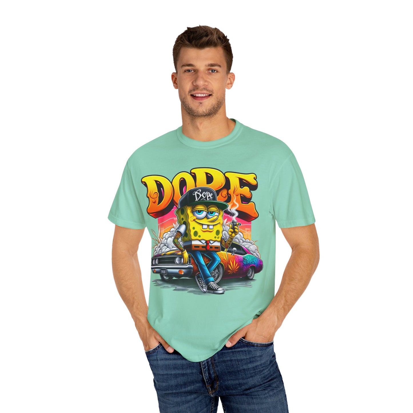 Dope SpongeBob Unisex T-shirt | Streetwear, Casual Wear, Graphic Tee, 420, Cannabis