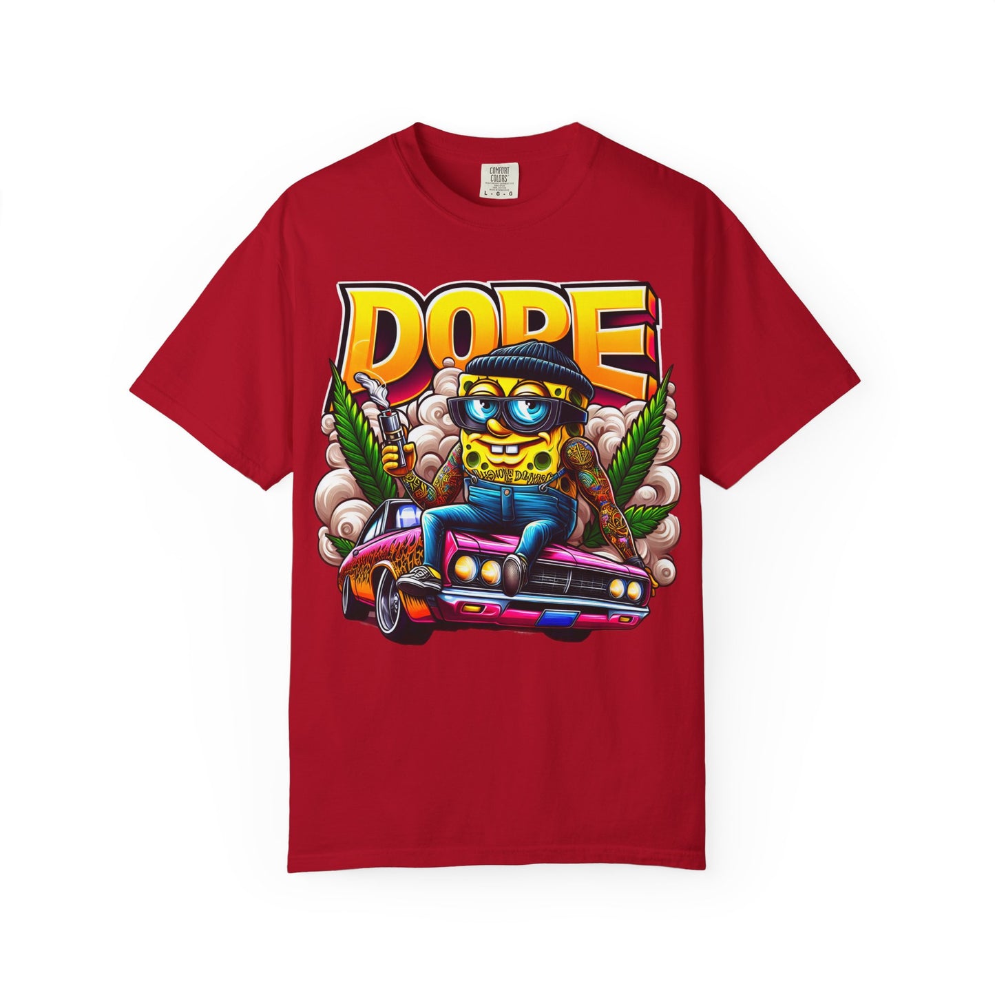 Dope Spongebob Unisex Garment-Dyed T-Shirt, Streetwear Tee, Artist T-Shirt, Casual Fashion, Gift for Anime Fans, Summer Vibes, Cannabis, 420