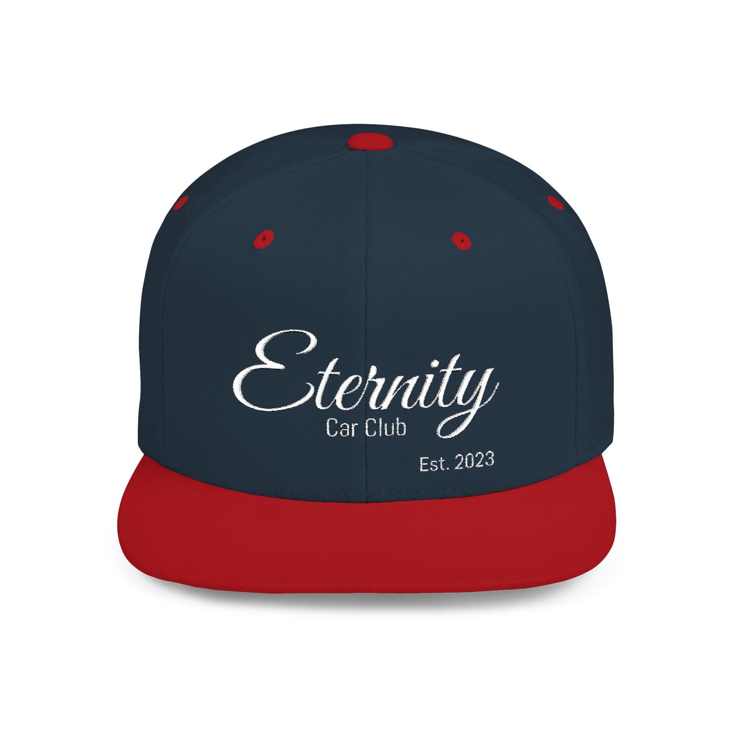 Embroidered Eternity Car Club Flat Bill Snapback Hat