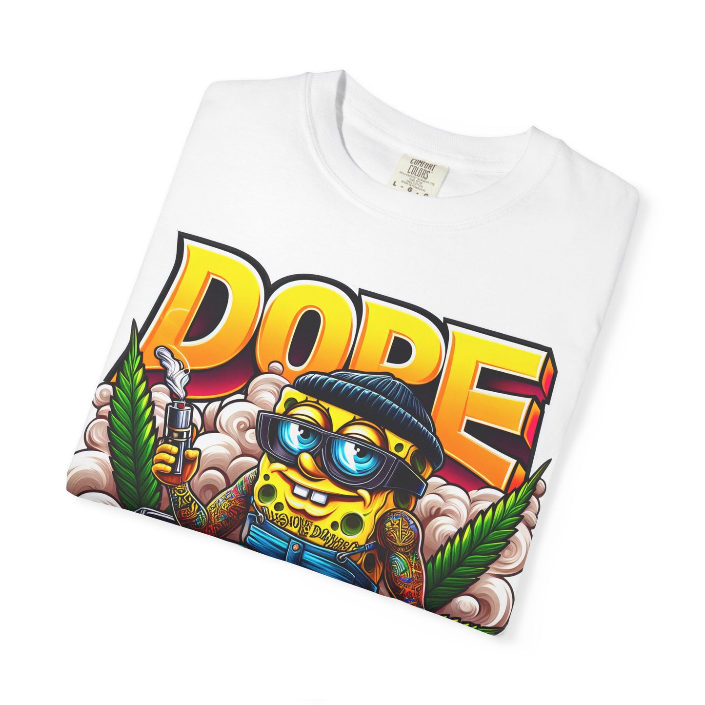 Dope Spongebob Unisex Garment-Dyed T-Shirt, Streetwear Tee, Artist T-Shirt, Casual Fashion, Gift for Anime Fans, Summer Vibes, Cannabis, 420