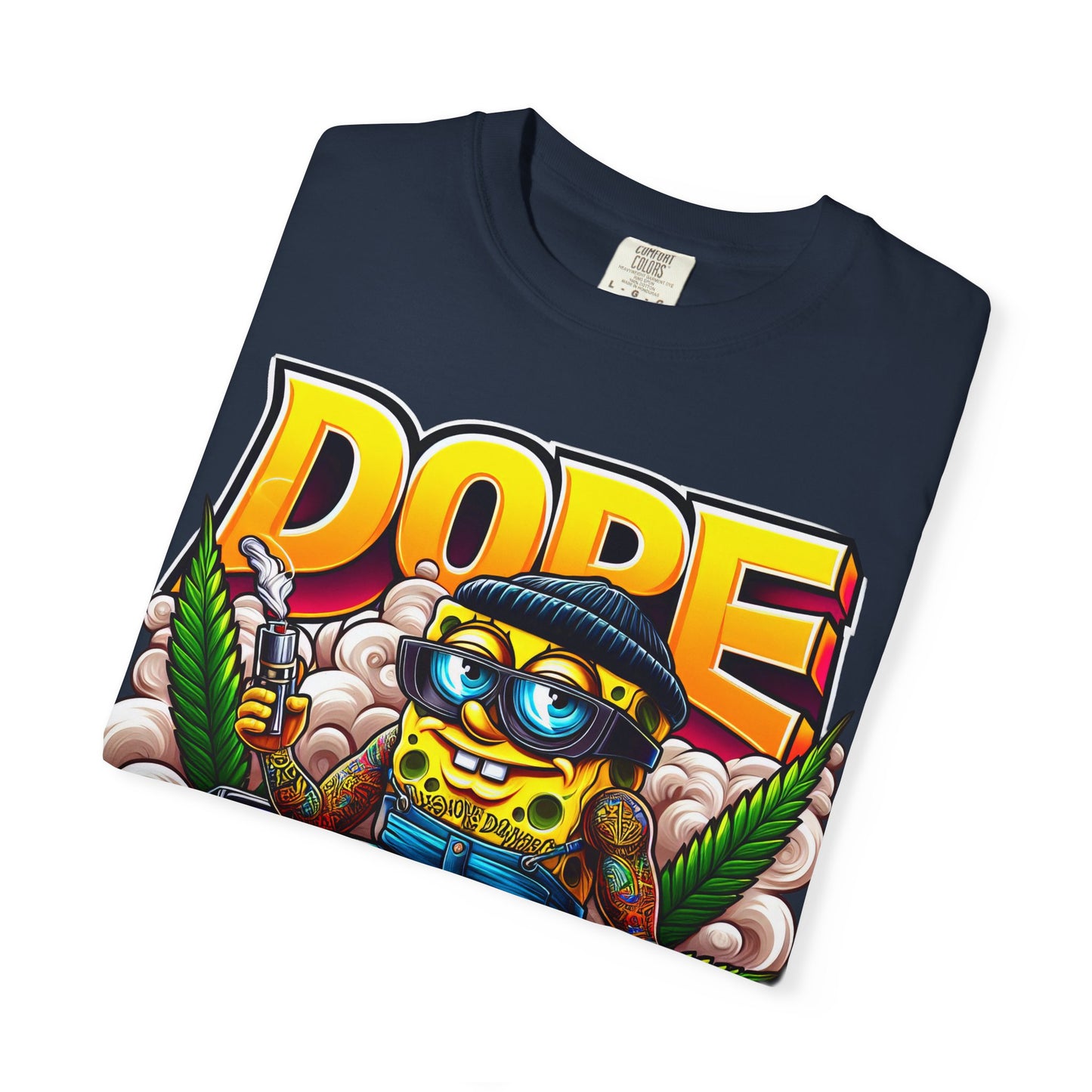 Dope Spongebob Unisex Garment-Dyed T-Shirt, Streetwear Tee, Artist T-Shirt, Casual Fashion, Gift for Anime Fans, Summer Vibes, Cannabis, 420