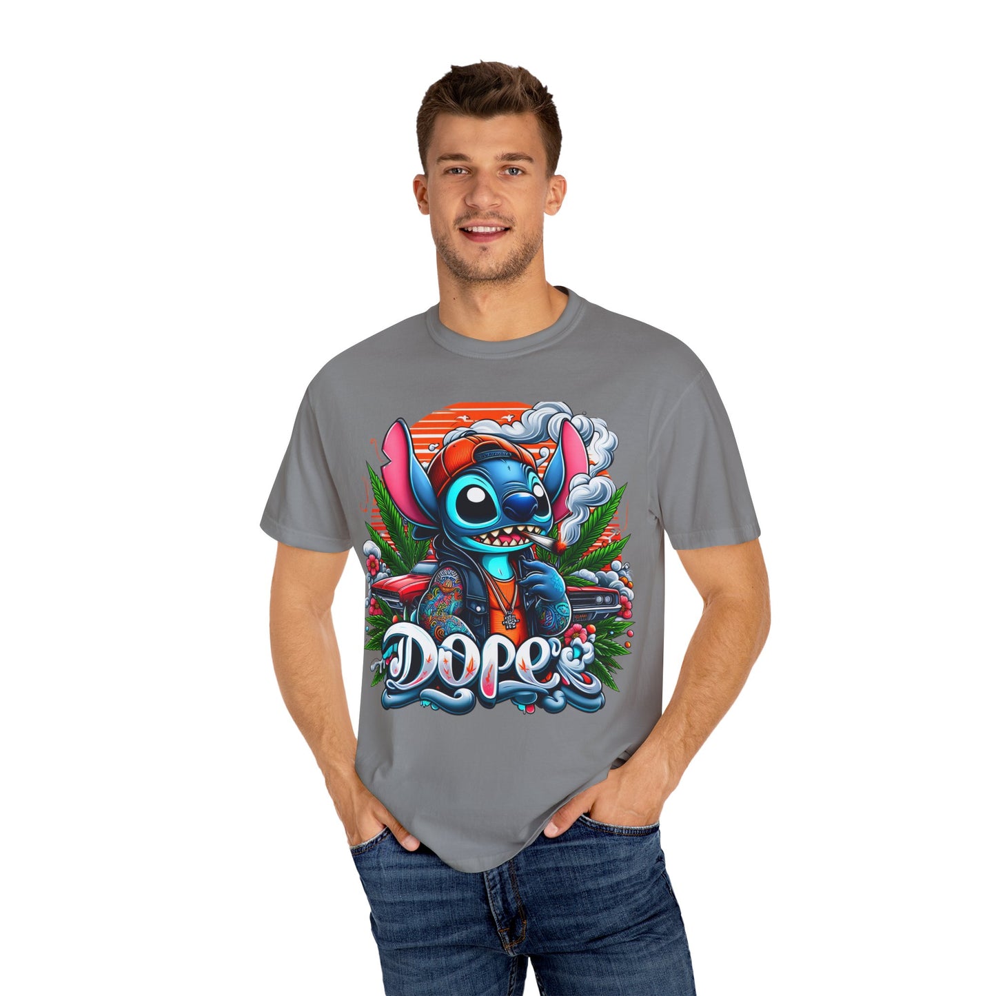 Dope Illustrated Unisex Garment-Dyed T-Shirt | Trendy Streetwear, Casual Style, Summer Fashion,
