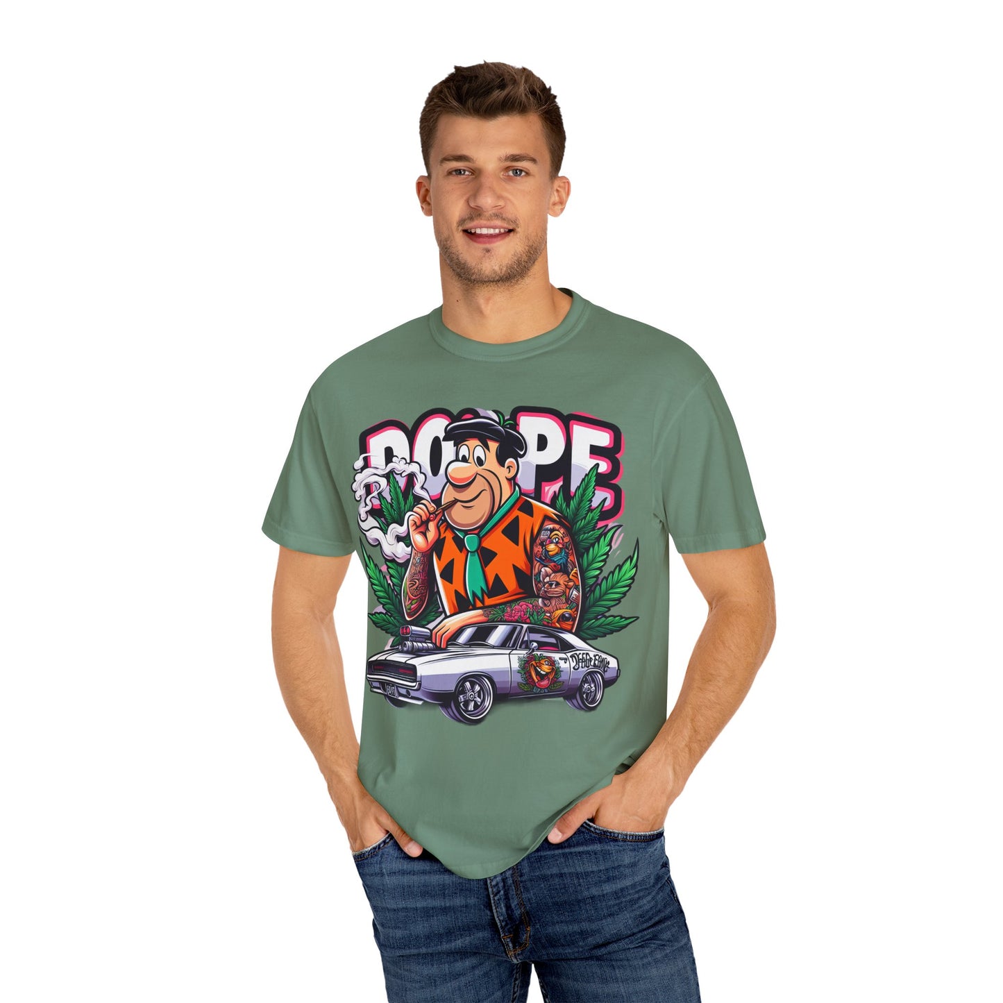 Cool Retro Cartoon T-shirt, Vintage Vibe Tee, Gift for Dads, Smoky Chill Shirt, Unisex Garment-Dyed Tee, Streetwear Style, 420, Cannabis