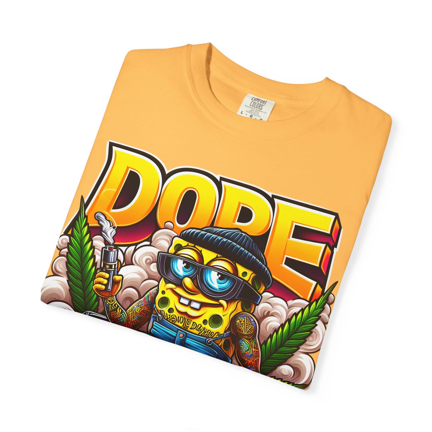 Dope Spongebob Unisex Garment-Dyed T-Shirt, Streetwear Tee, Artist T-Shirt, Casual Fashion, Gift for Anime Fans, Summer Vibes, Cannabis, 420