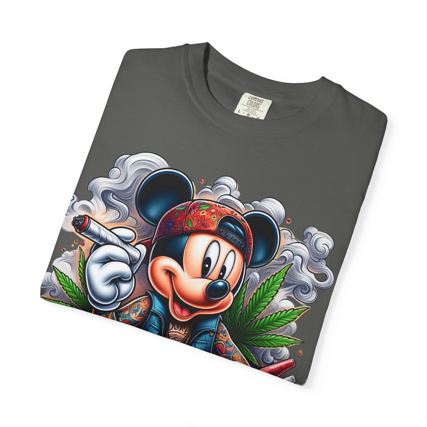Dope Mickey Mouse Unisex Garment-Dyed T-shirt, Streetwear Tee, Gift for Disney Lovers, Funky Graphic Tee, Casual Wear, 420, Cannabis