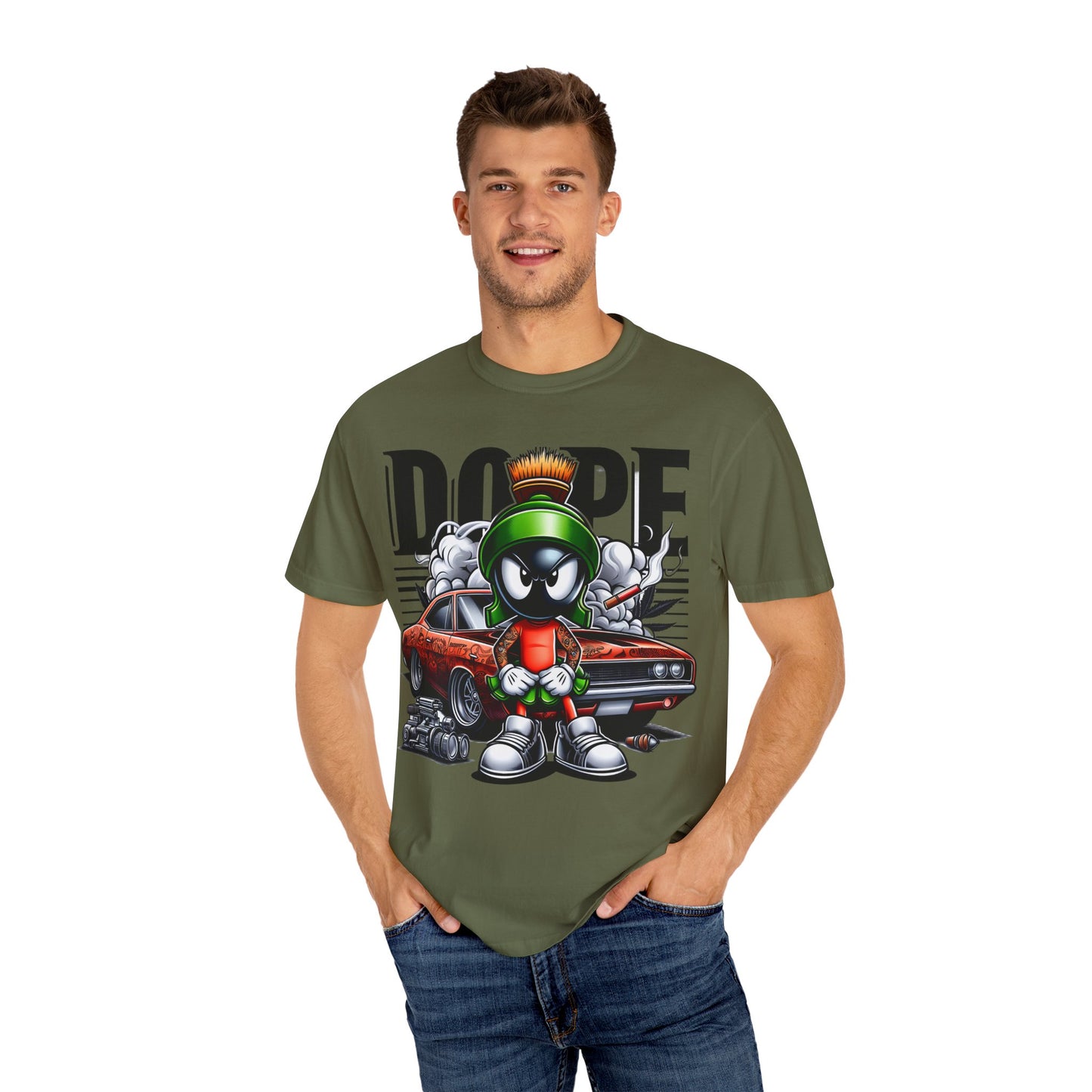 Dope Marvin the Martian Unisex T-shirt, Retro Cartoon Tee, Streetwear Top, Gift for Fans, Casual Everyday Wear, Perfect for Parties, Cannabis, 420