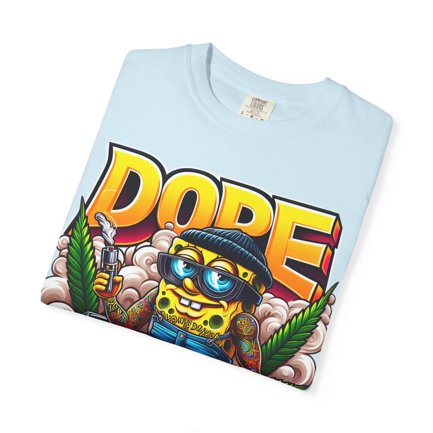 Dope Spongebob Unisex Garment-Dyed T-Shirt, Streetwear Tee, Artist T-Shirt, Casual Fashion, Gift for Anime Fans, Summer Vibes, Cannabis, 420