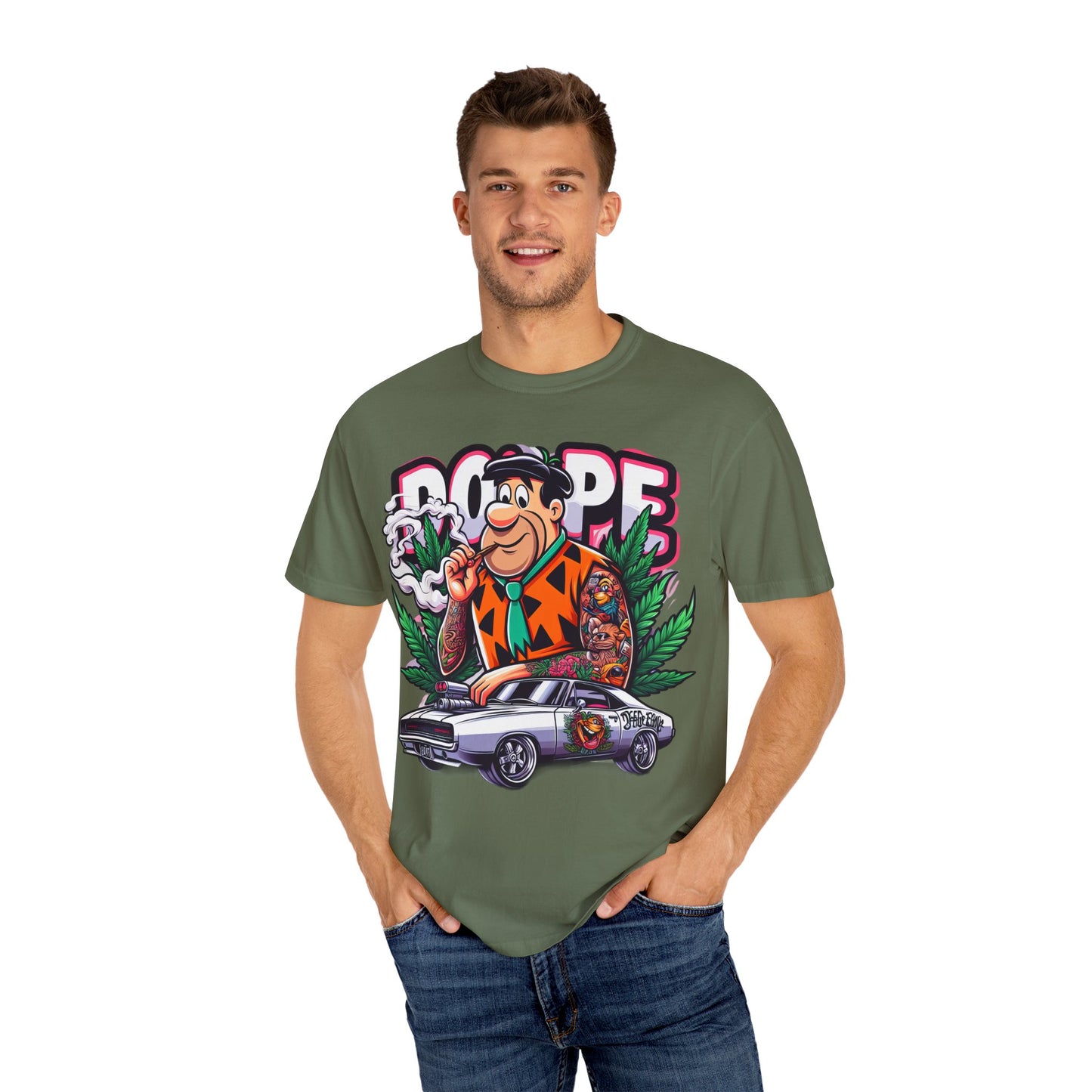 Cool Retro Cartoon T-shirt, Vintage Vibe Tee, Gift for Dads, Smoky Chill Shirt, Unisex Garment-Dyed Tee, Streetwear Style, 420, Cannabis