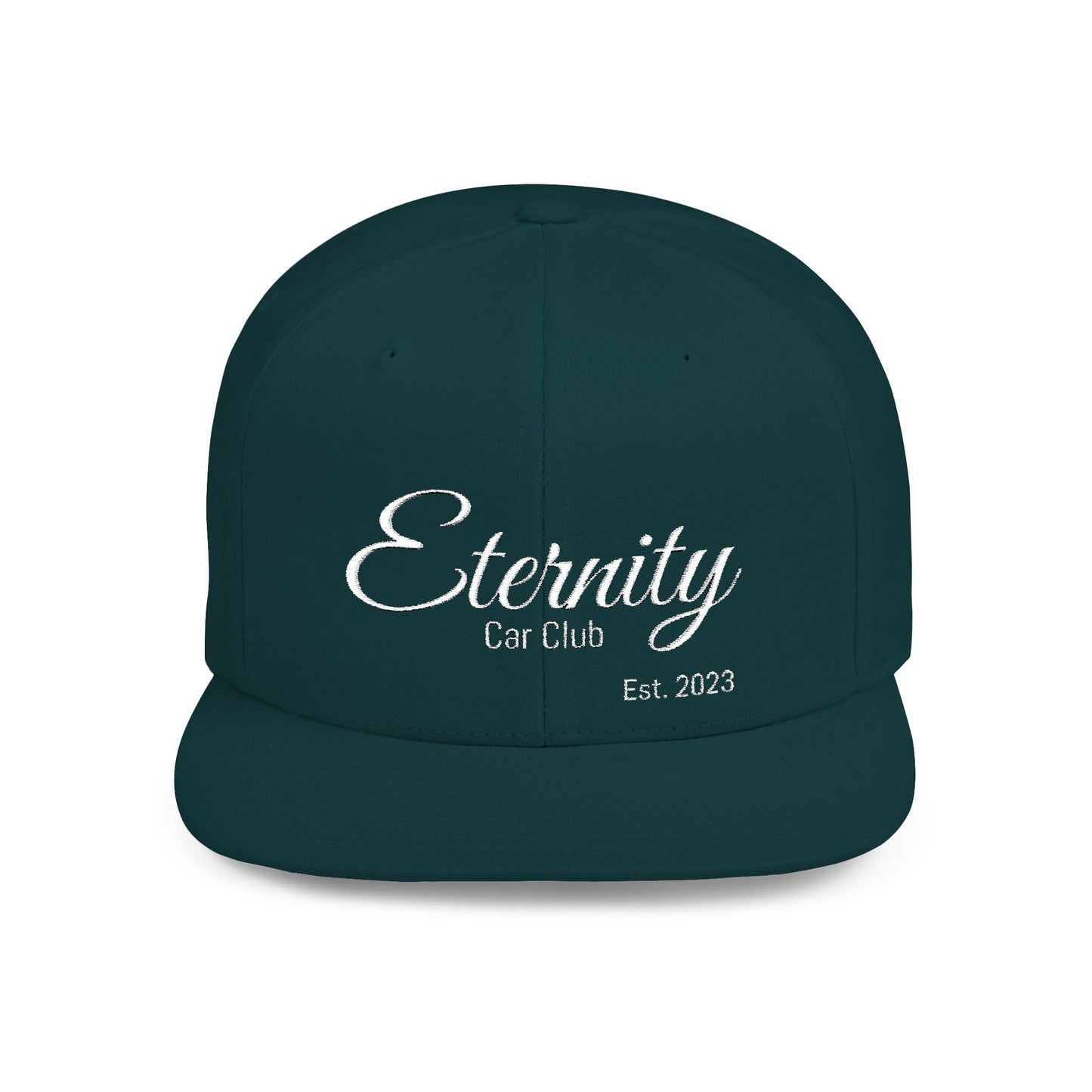 Embroidered Eternity Car Club Flat Bill Snapback Hat