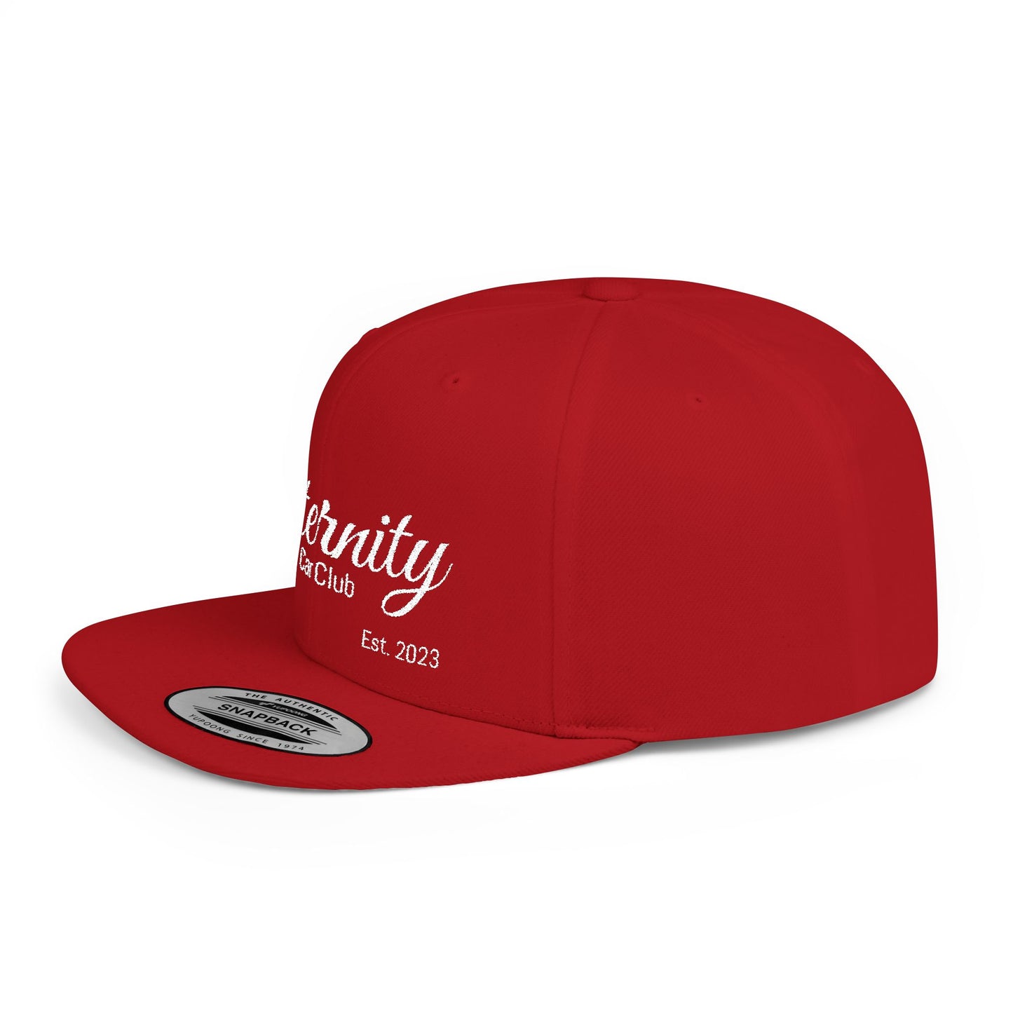 Embroidered Eternity Car Club Flat Bill Snapback Hat