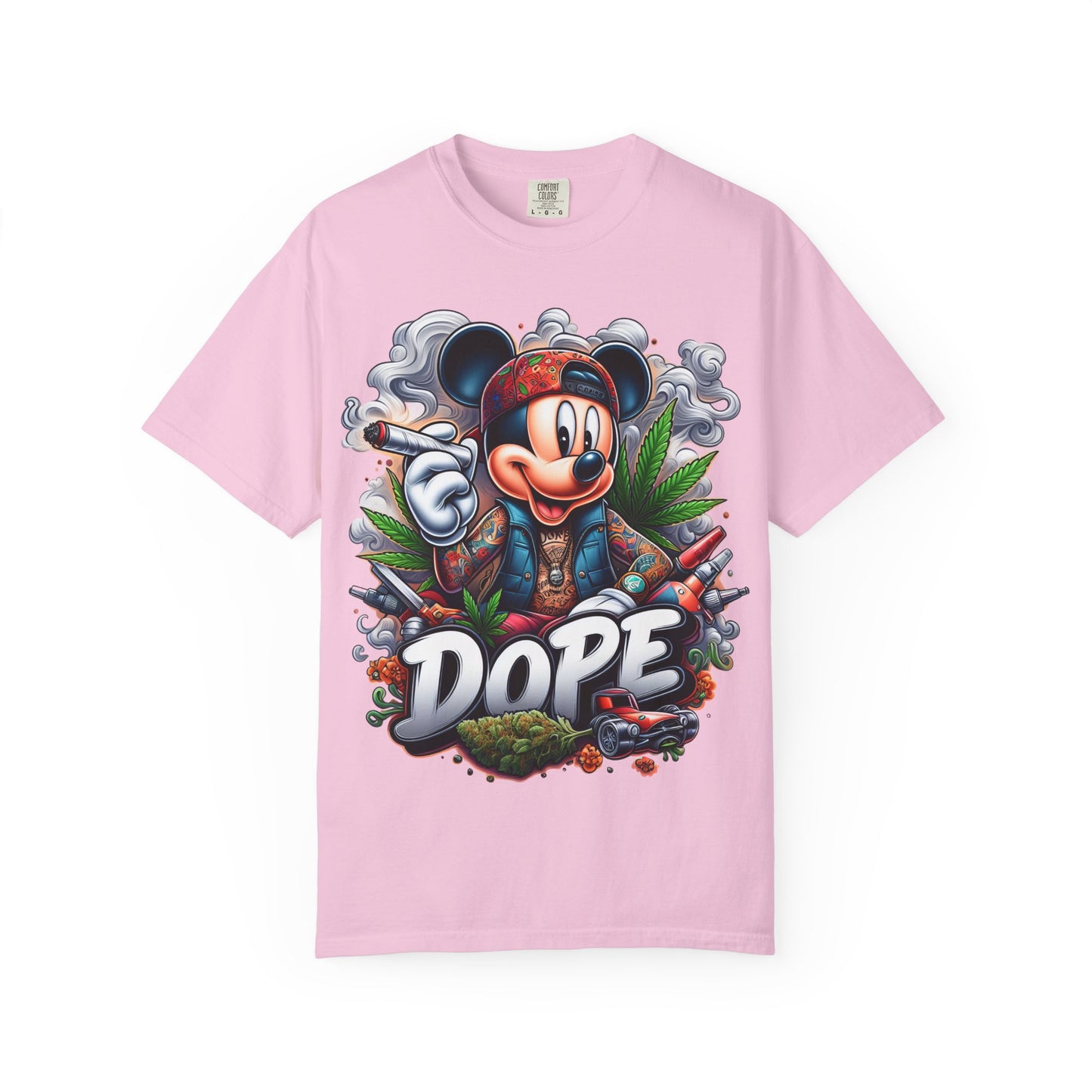 Dope Mickey Mouse Unisex Garment-Dyed T-shirt, Streetwear Tee, Gift for Disney Lovers, Funky Graphic Tee, Casual Wear, 420, Cannabis