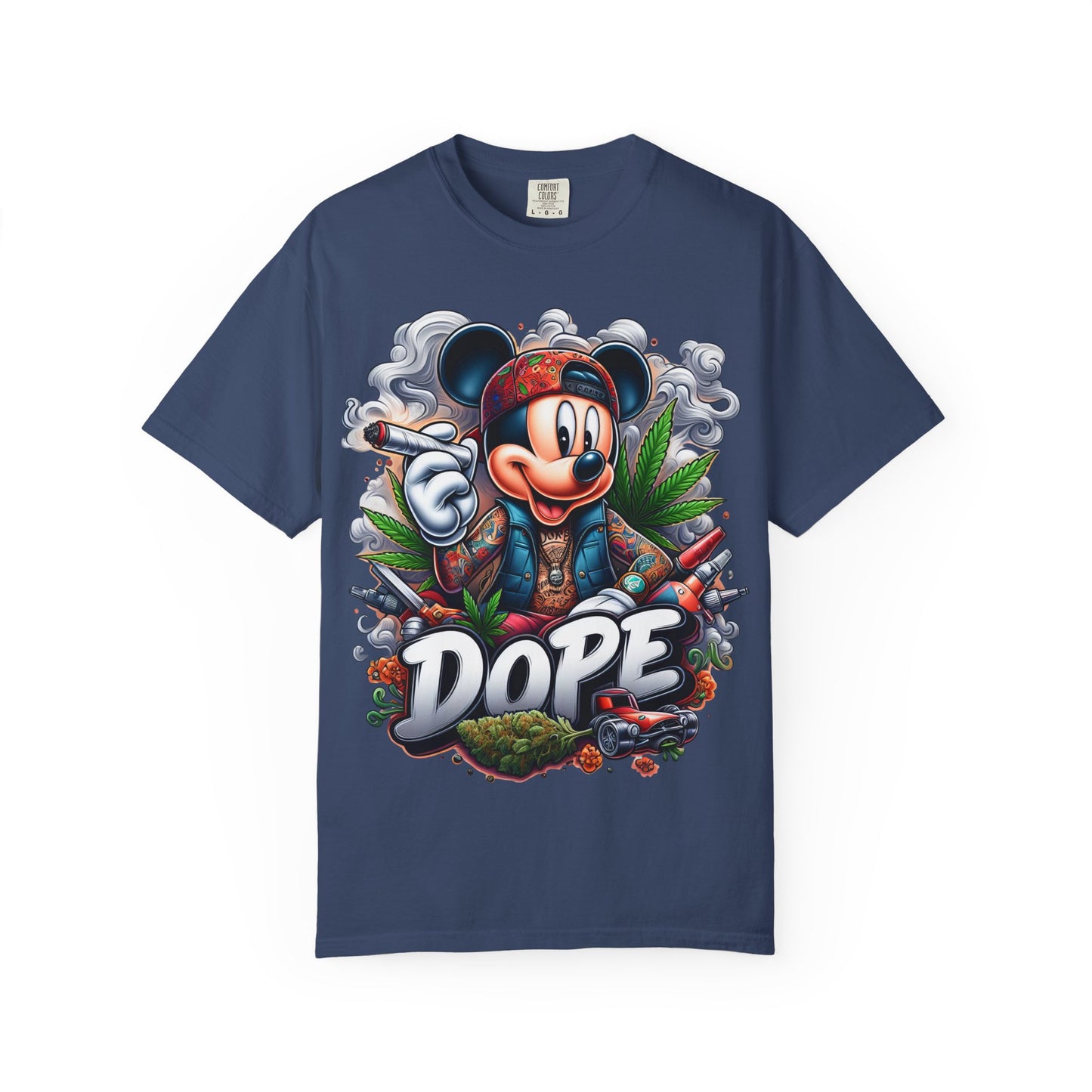 Dope Mickey Mouse Unisex Garment-Dyed T-shirt, Streetwear Tee, Gift for Disney Lovers, Funky Graphic Tee, Casual Wear, 420, Cannabis