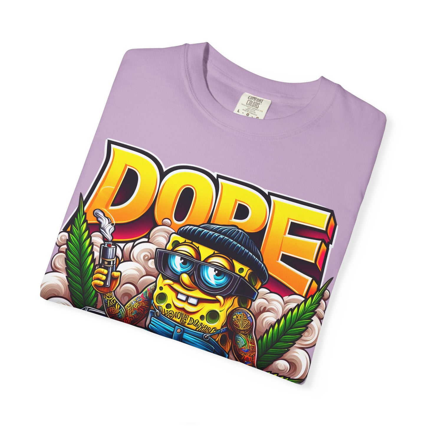 Dope Spongebob Unisex Garment-Dyed T-Shirt, Streetwear Tee, Artist T-Shirt, Casual Fashion, Gift for Anime Fans, Summer Vibes, Cannabis, 420