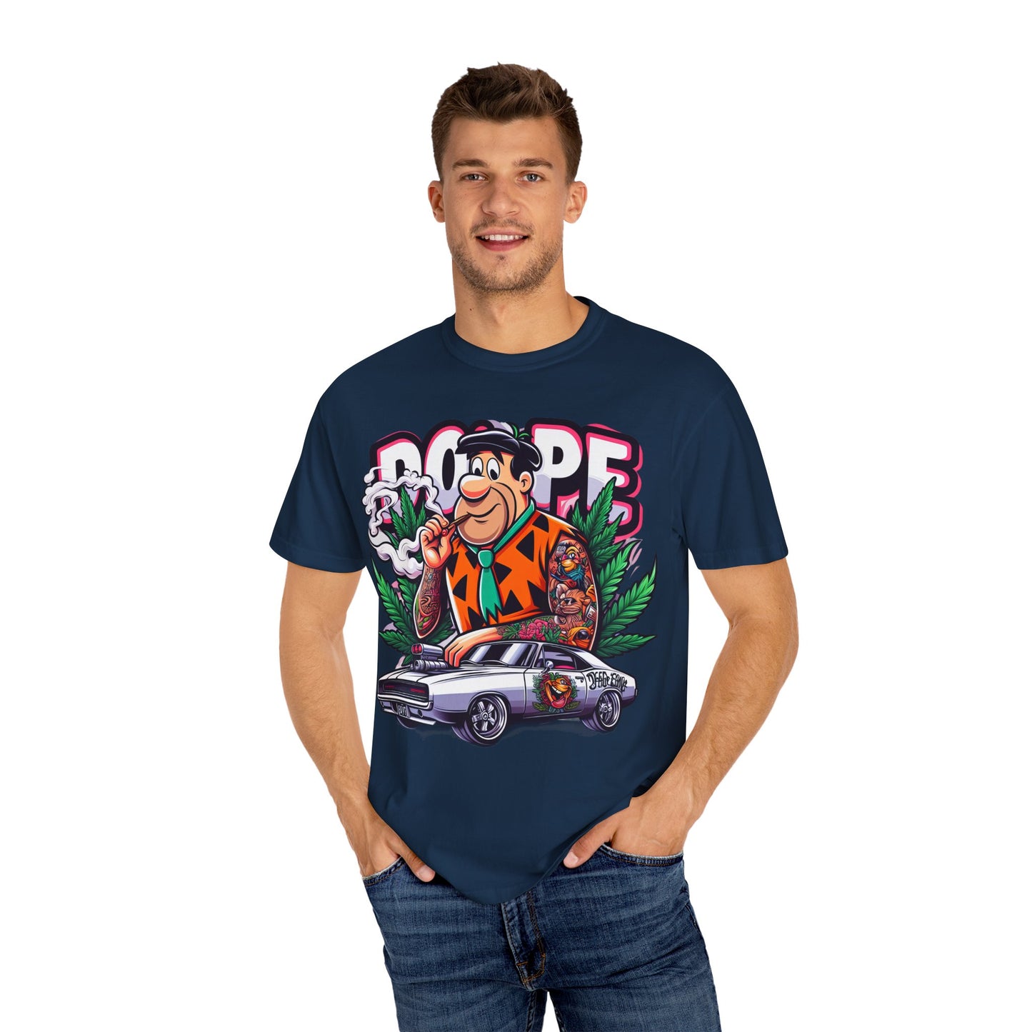 Cool Retro Cartoon T-shirt, Vintage Vibe Tee, Gift for Dads, Smoky Chill Shirt, Unisex Garment-Dyed Tee, Streetwear Style, 420, Cannabis