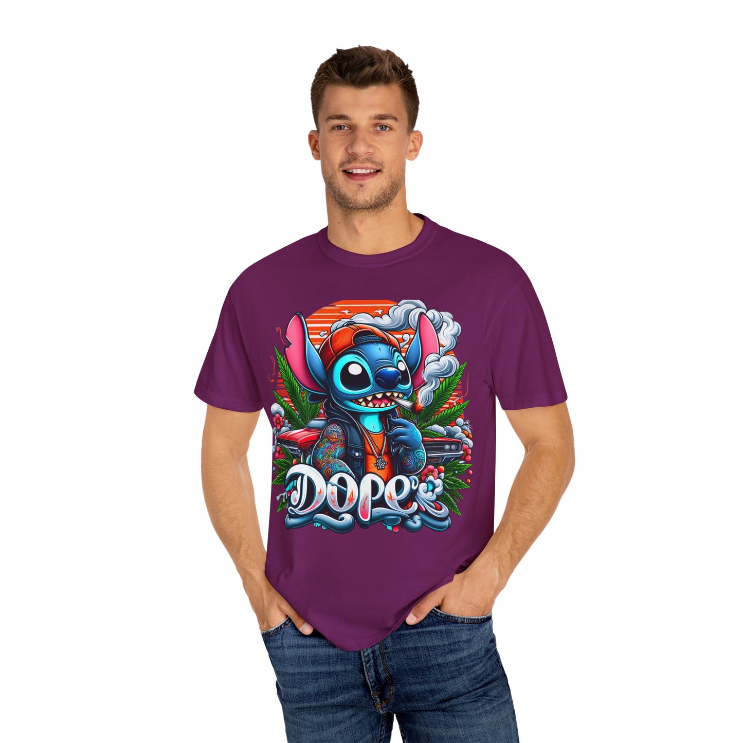 Dope Illustrated Unisex Garment-Dyed T-Shirt | Trendy Streetwear, Casual Style, Summer Fashion,