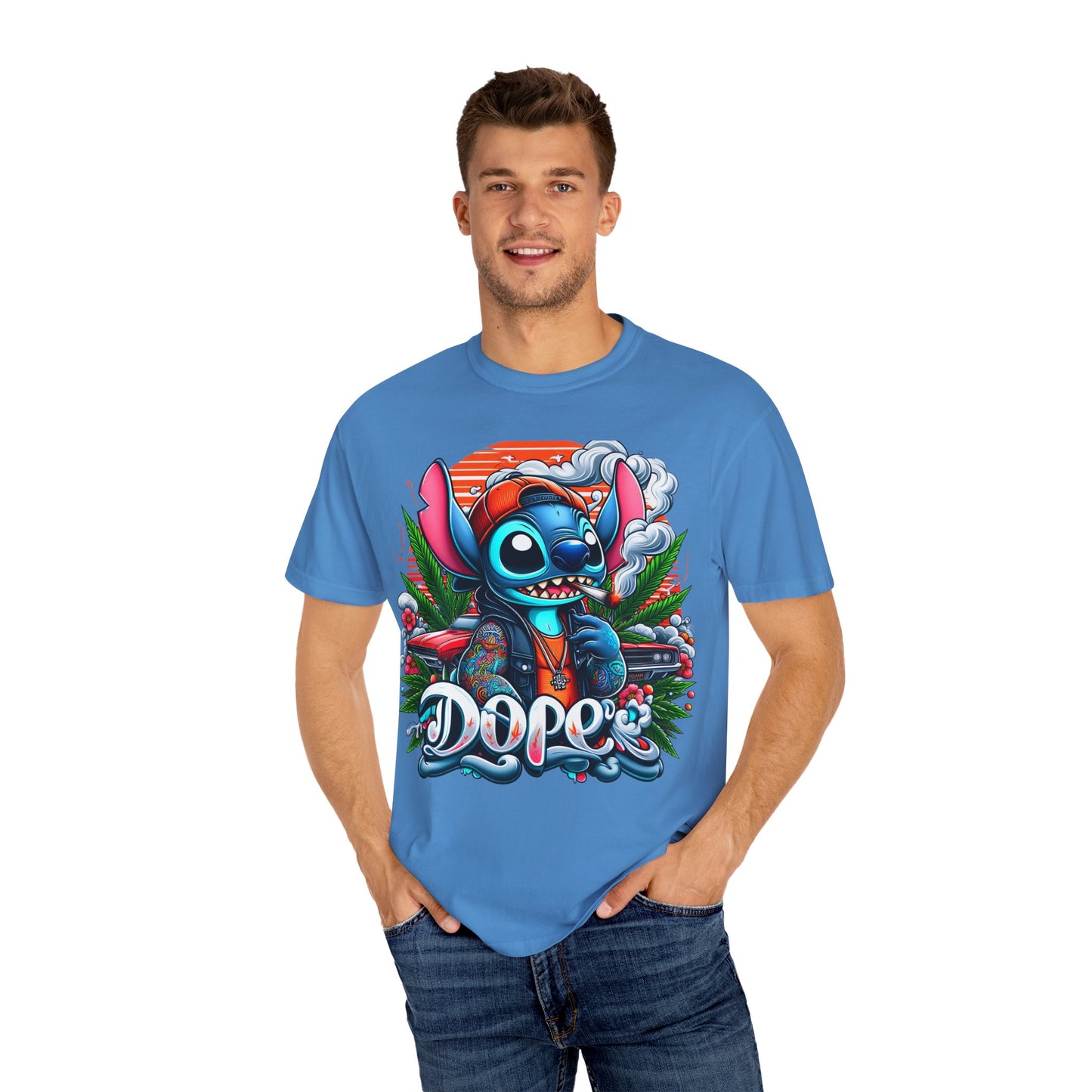 Dope Illustrated Unisex Garment-Dyed T-Shirt | Trendy Streetwear, Casual Style, Summer Fashion,