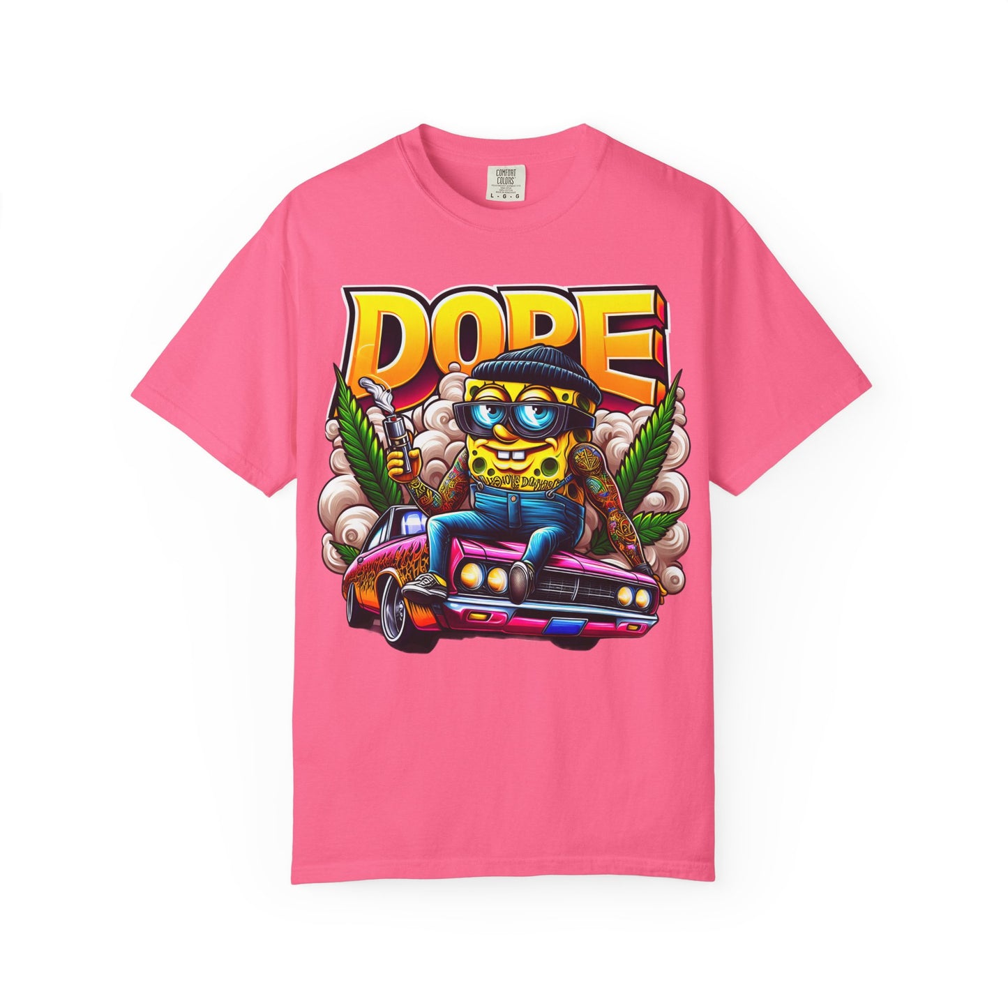Dope Spongebob Unisex Garment-Dyed T-Shirt, Streetwear Tee, Artist T-Shirt, Casual Fashion, Gift for Anime Fans, Summer Vibes, Cannabis, 420