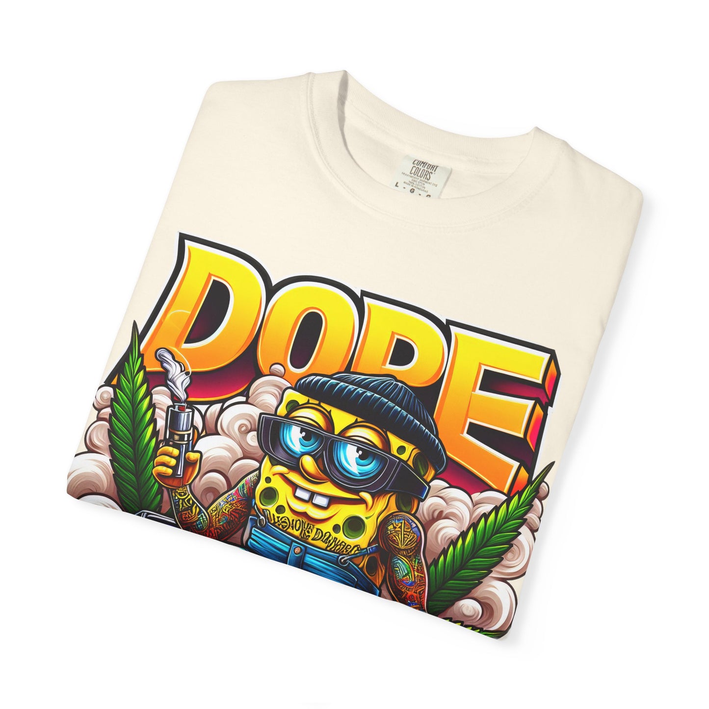 Dope Spongebob Unisex Garment-Dyed T-Shirt, Streetwear Tee, Artist T-Shirt, Casual Fashion, Gift for Anime Fans, Summer Vibes, Cannabis, 420