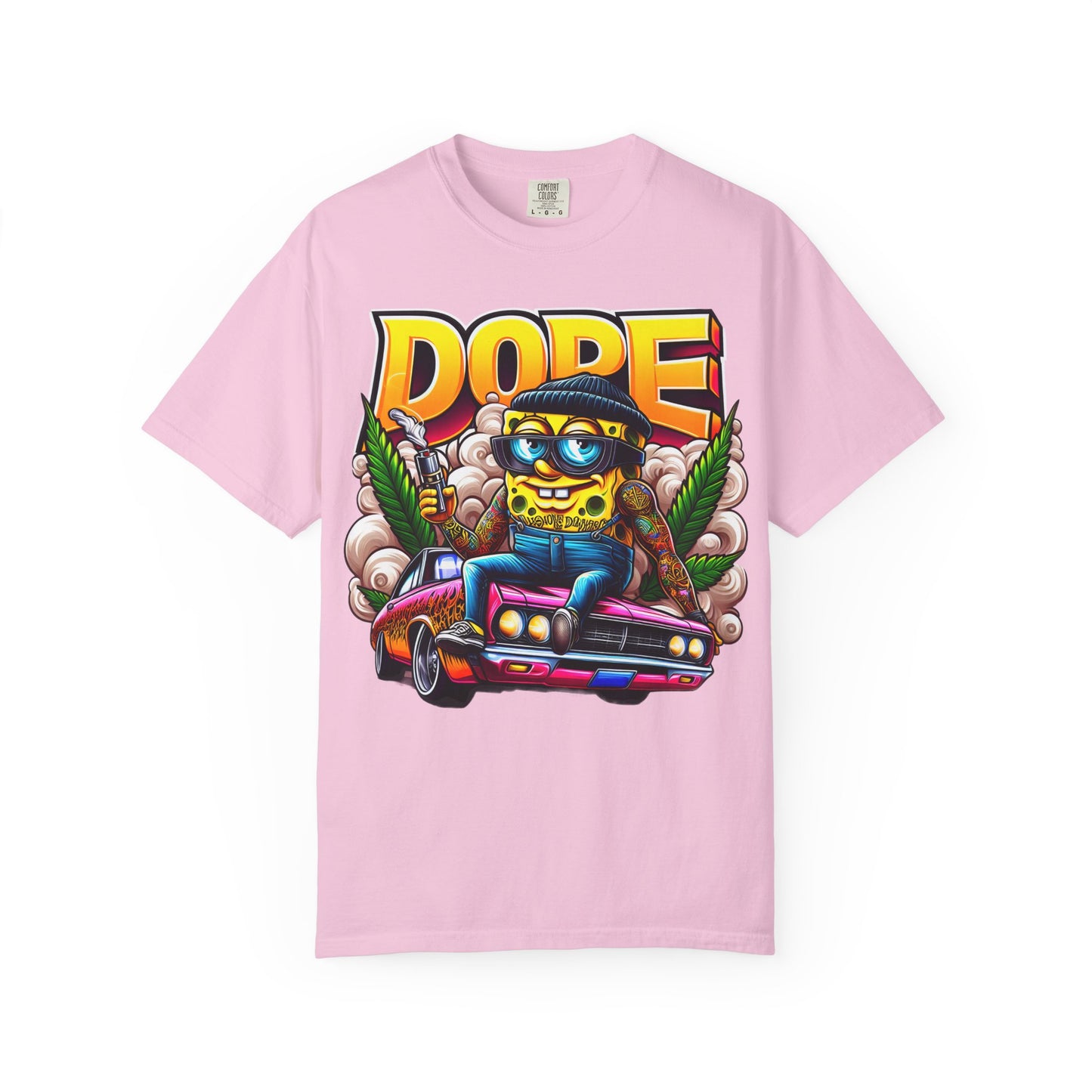 Dope Spongebob Unisex Garment-Dyed T-Shirt, Streetwear Tee, Artist T-Shirt, Casual Fashion, Gift for Anime Fans, Summer Vibes, Cannabis, 420