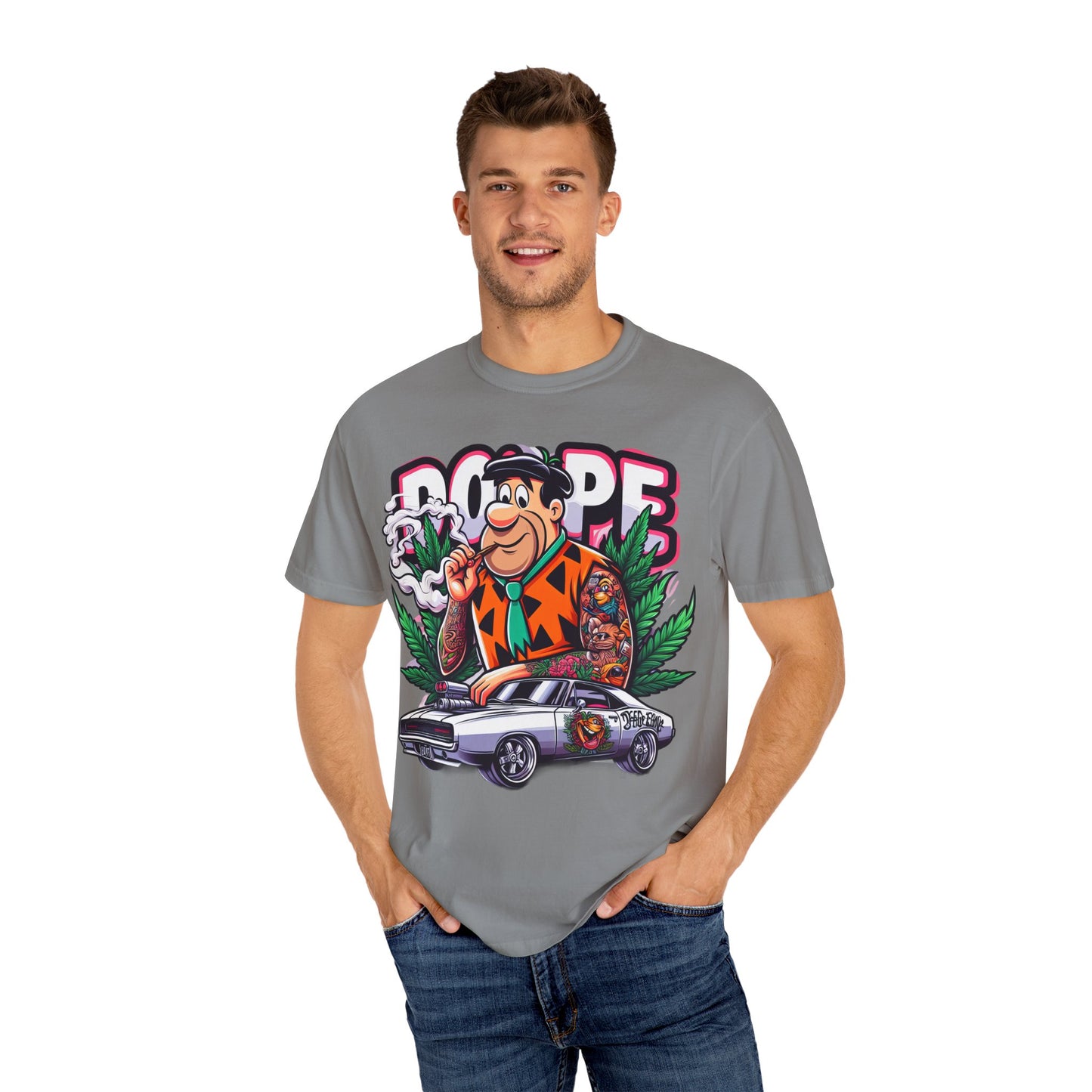 Cool Retro Cartoon T-shirt, Vintage Vibe Tee, Gift for Dads, Smoky Chill Shirt, Unisex Garment-Dyed Tee, Streetwear Style, 420, Cannabis