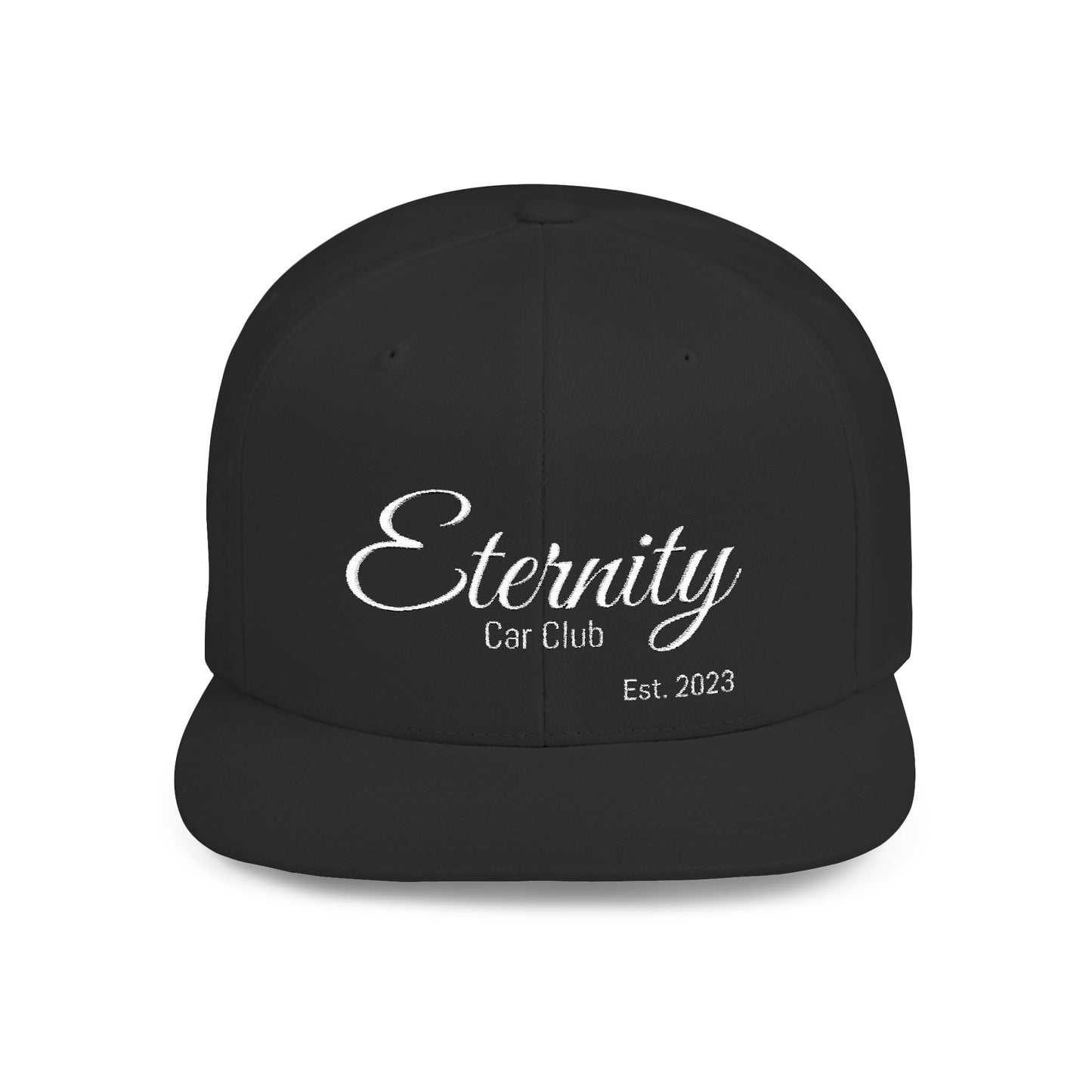 Embroidered Eternity Car Club Flat Bill Snapback Hat