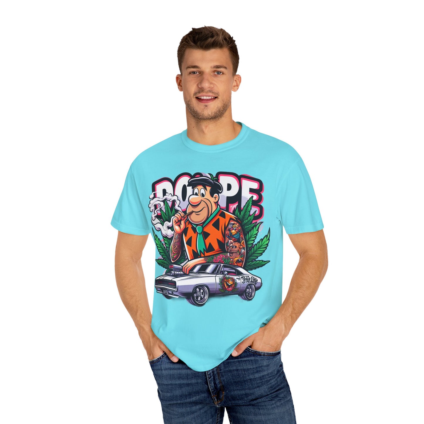 Cool Retro Cartoon T-shirt, Vintage Vibe Tee, Gift for Dads, Smoky Chill Shirt, Unisex Garment-Dyed Tee, Streetwear Style, 420, Cannabis