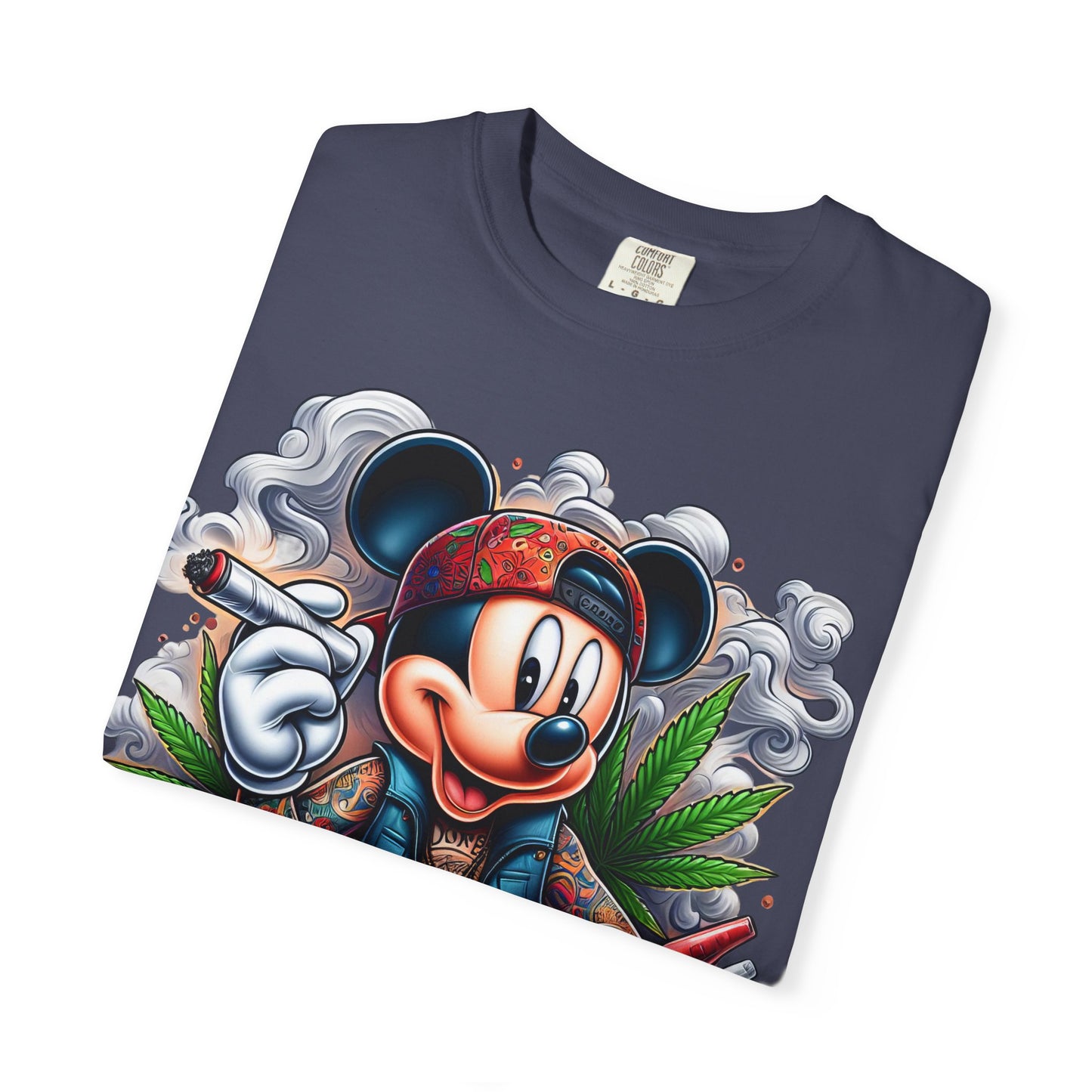Dope Mickey Mouse Unisex Garment-Dyed T-shirt, Streetwear Tee, Gift for Disney Lovers, Funky Graphic Tee, Casual Wear, 420, Cannabis
