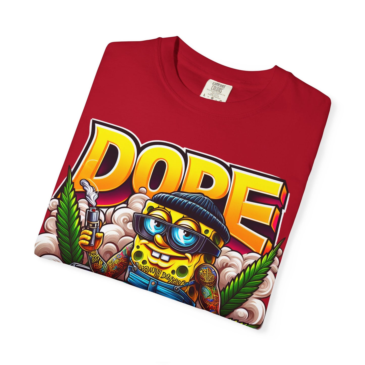 Dope Spongebob Unisex Garment-Dyed T-Shirt, Streetwear Tee, Artist T-Shirt, Casual Fashion, Gift for Anime Fans, Summer Vibes, Cannabis, 420