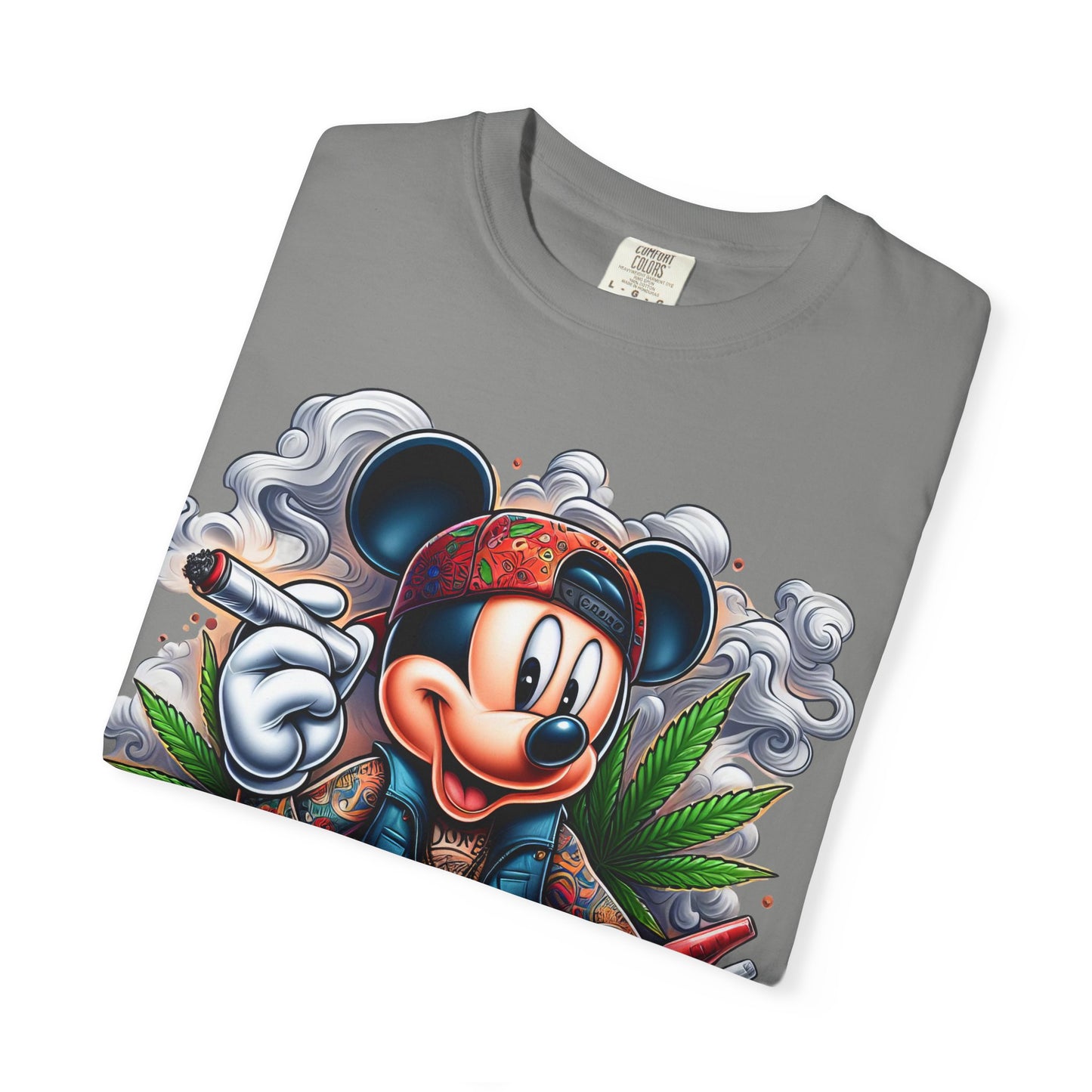 Dope Mickey Mouse Unisex Garment-Dyed T-shirt, Streetwear Tee, Gift for Disney Lovers, Funky Graphic Tee, Casual Wear, 420, Cannabis
