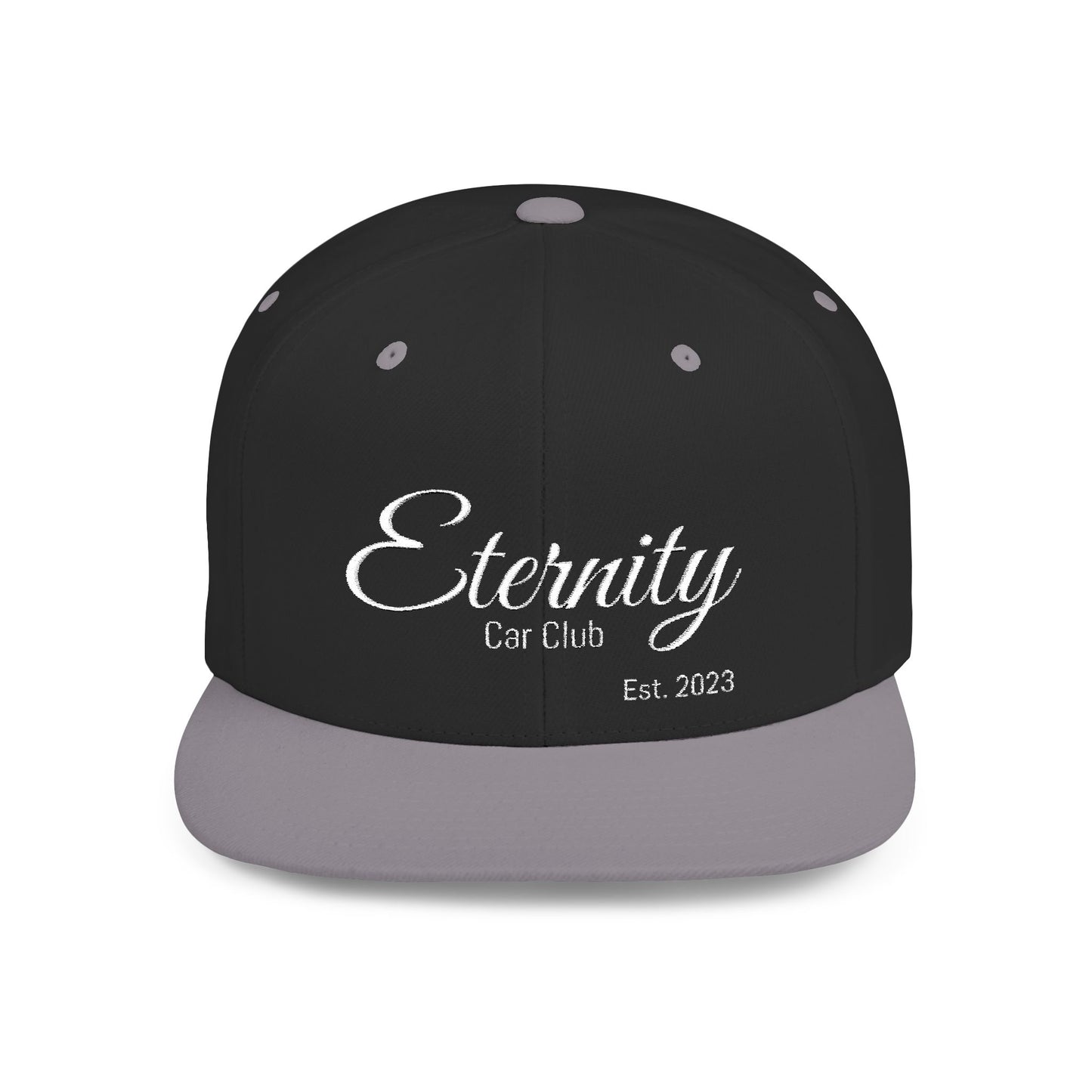 Embroidered Eternity Car Club Flat Bill Snapback Hat