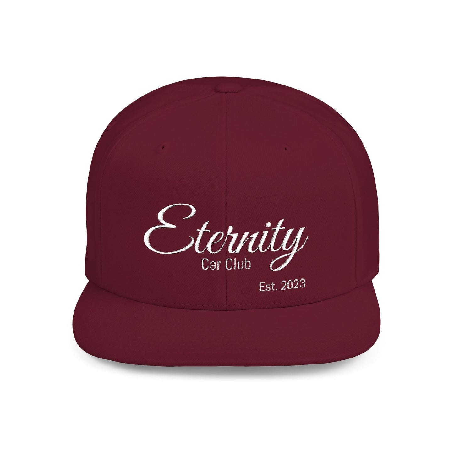 Embroidered Eternity Car Club Flat Bill Snapback Hat